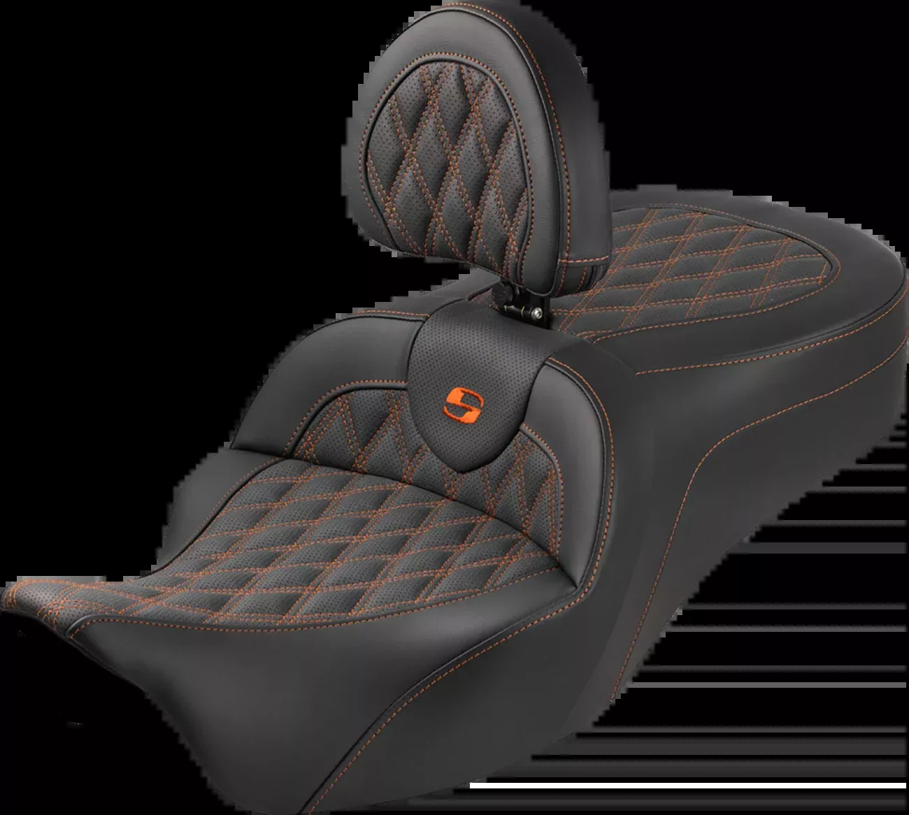 Saddlemen Roadsofa King Orange Lattice Seat & Backrest for 08-25 Harley Touring