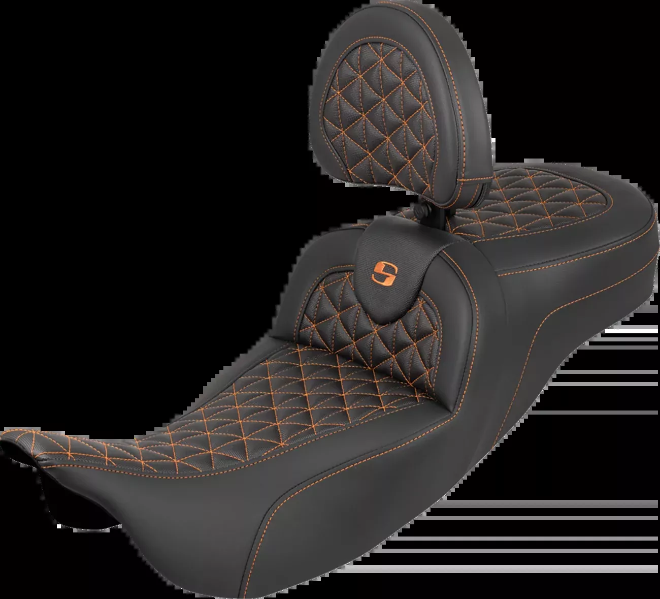 Saddlemen Roadsofa Orange Grip Extended Seat Backrest 2008-2025 Harley Touring