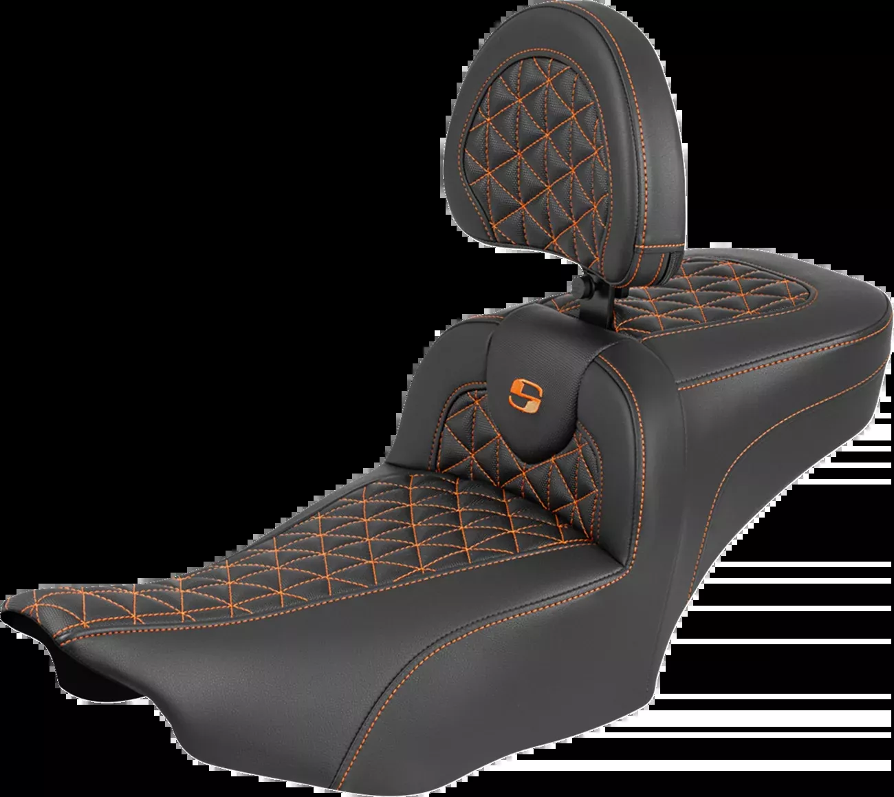 Saddlemen Roadsofa Orange Grip Extended Seat Backrest for 2023-26 Harley Touring
