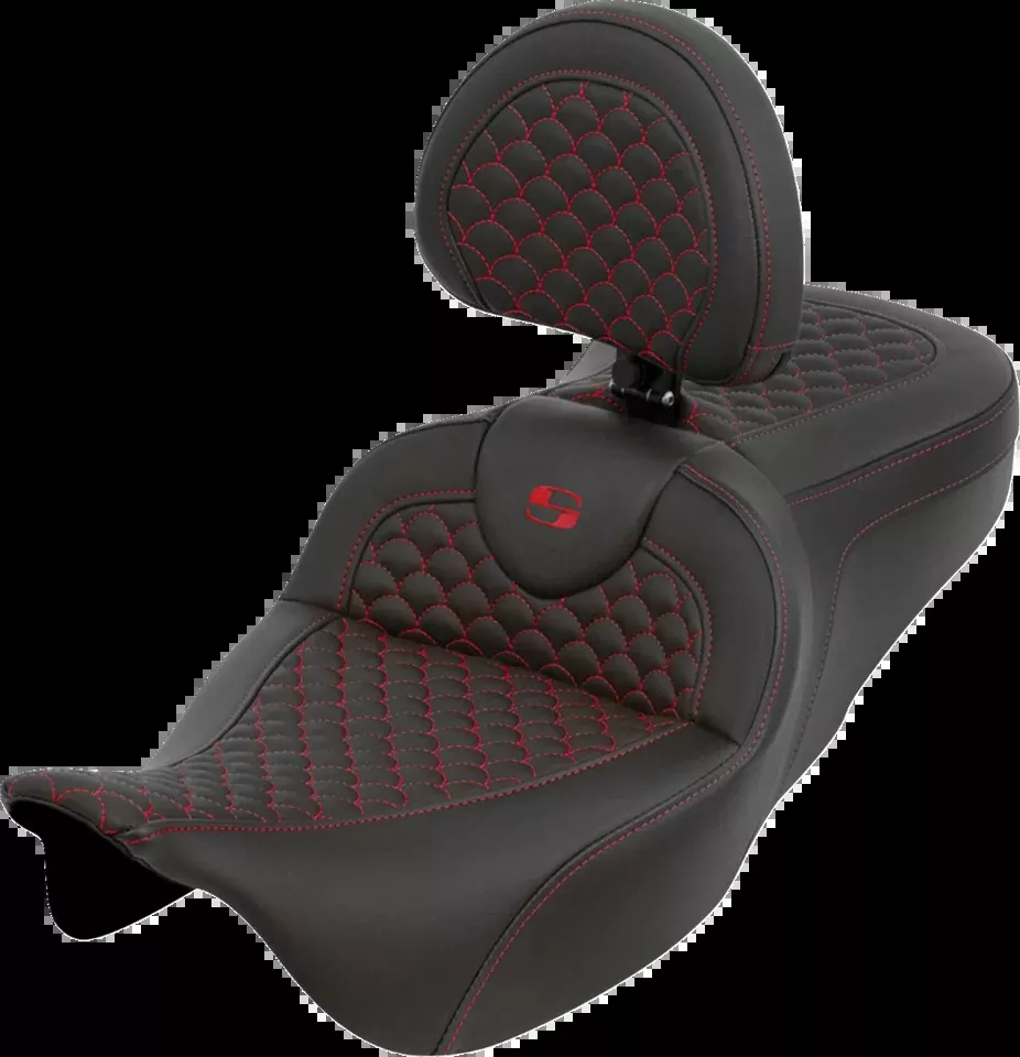 Saddlemen Roadsofa Red Dragon Scale Seat & Backrest for 2008-2025 Harley Touring