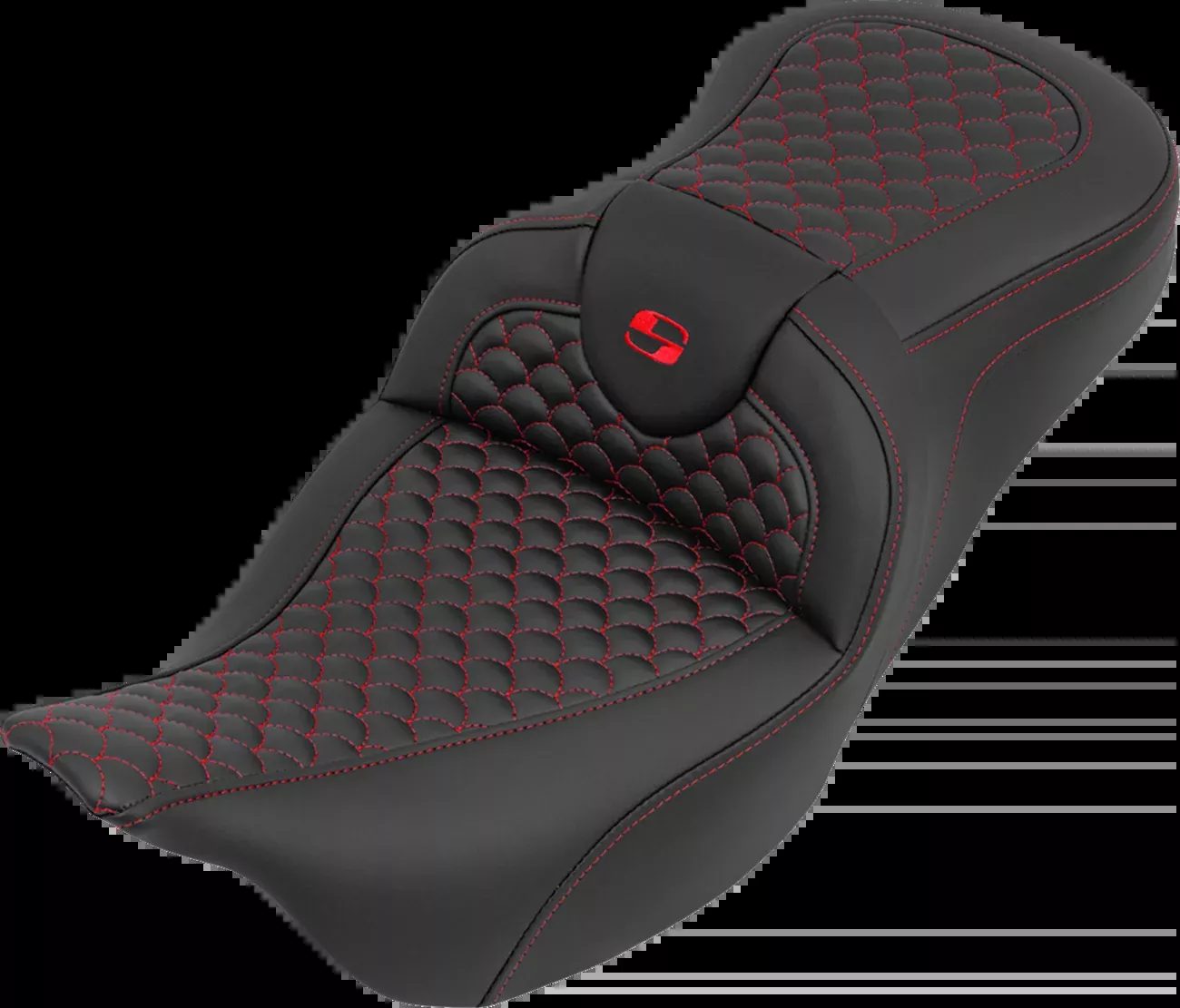 Saddlemen Roadsofa Red Dragon Scale Stitch Gel Seat for 2008-2025 Harley Touring