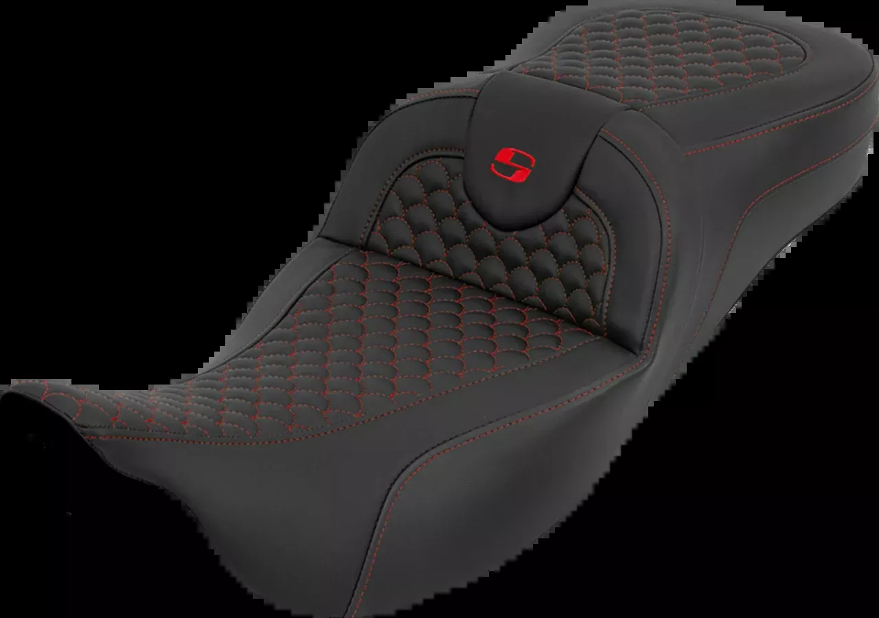 Saddlemen Roadsofa Red Dragon Stitch Extended Seat for 2008-2025 Harley Touring