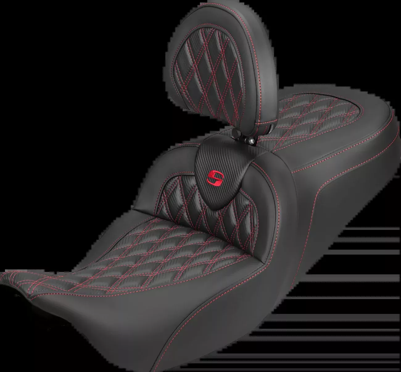 Saddlemen Roadsofa Red Lattice Carbon Seat & Backrest for 2008-25 Harley Touring
