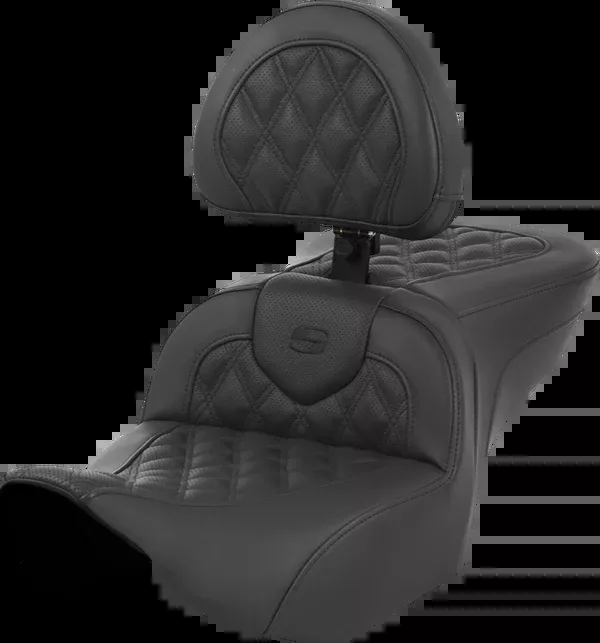 Saddlemen Roadsofa™ Seat – With Backrest – Lattice Stitch – Black – FL ’23-’24