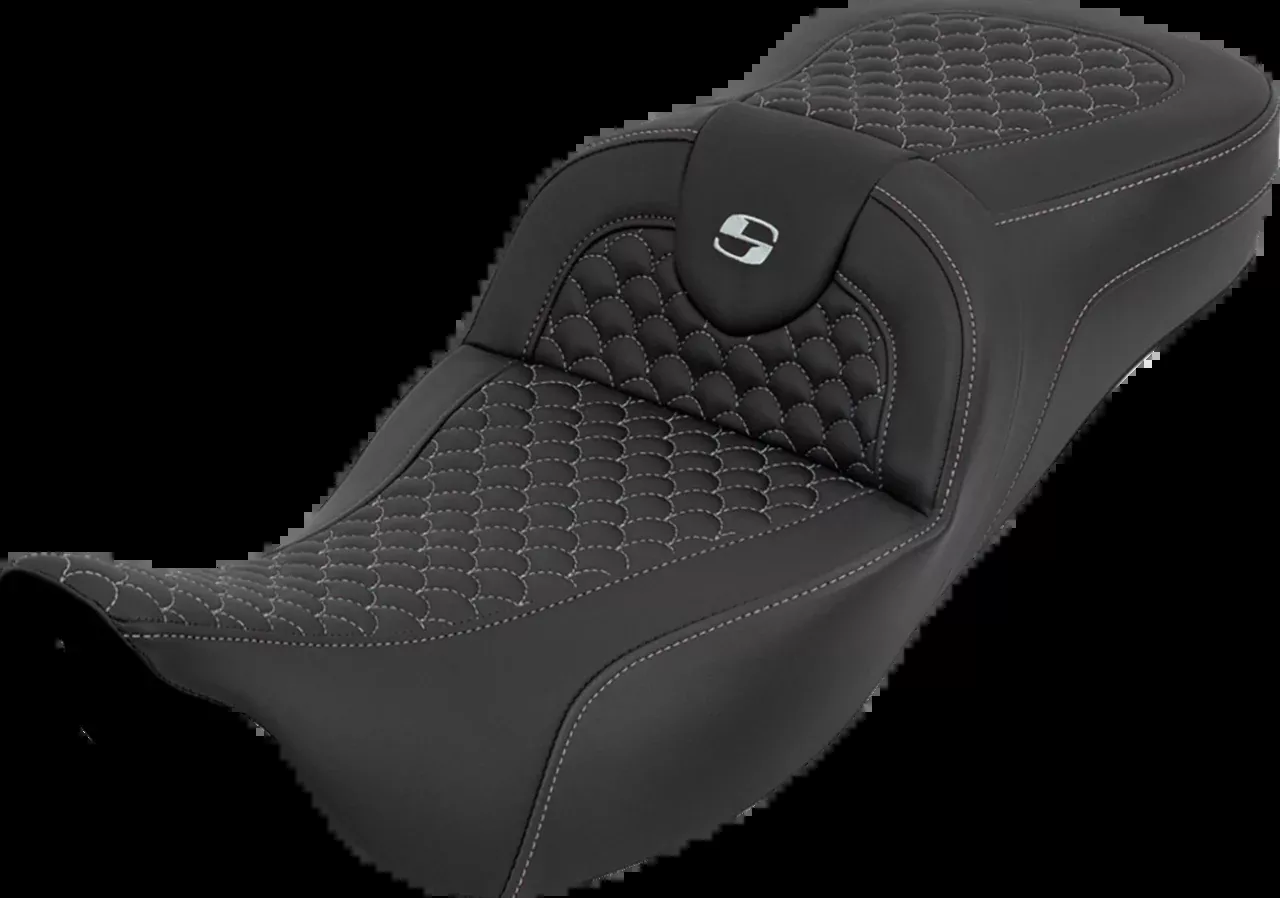 Saddlemen Roadsofa Silver Dragon Stitch Extended Seat for 2008-25 Harley Touring