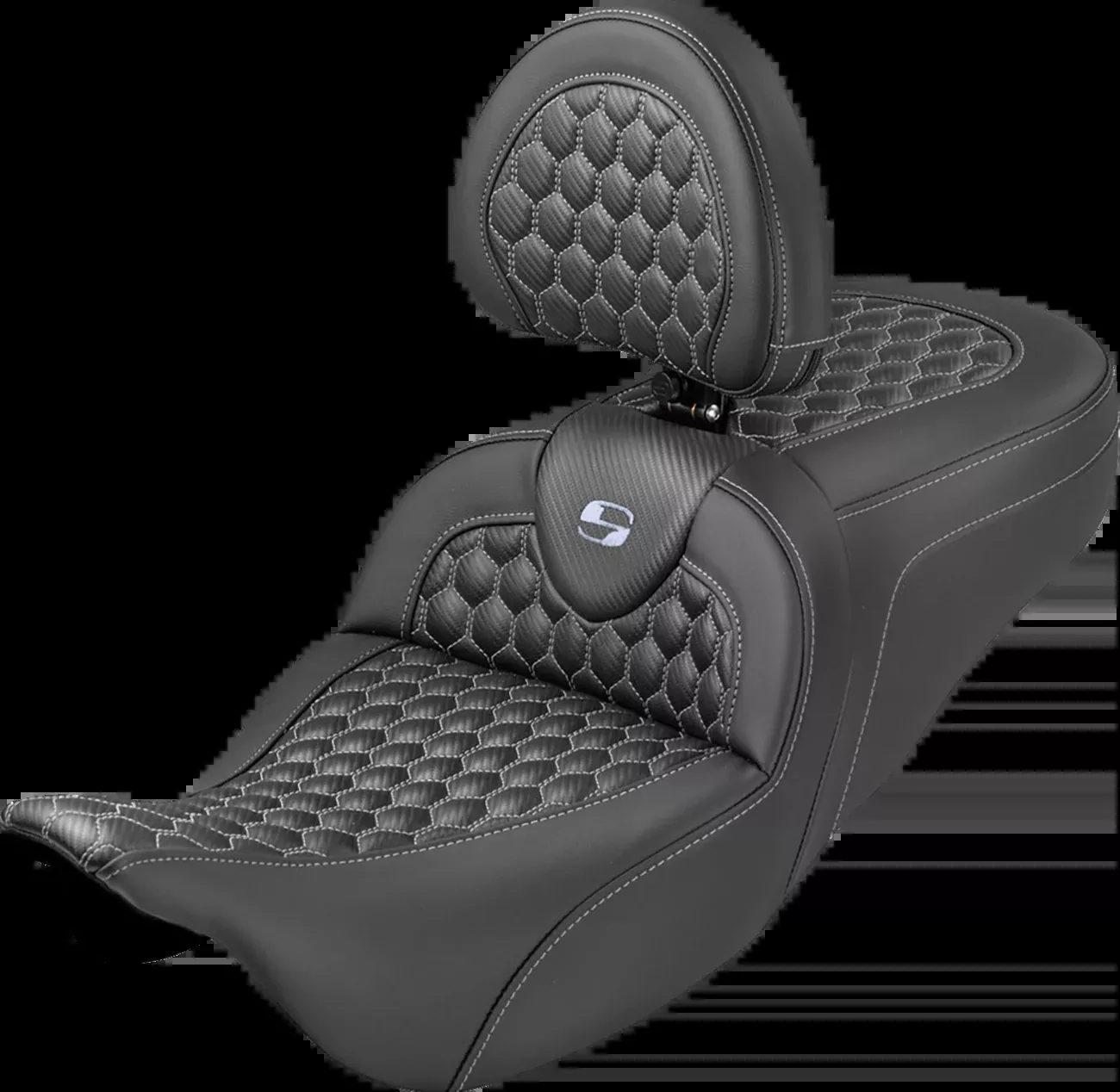 Saddlemen Roadsofa Silver Honeycomb Extended Seat Backrest 08-25 Harley Touring