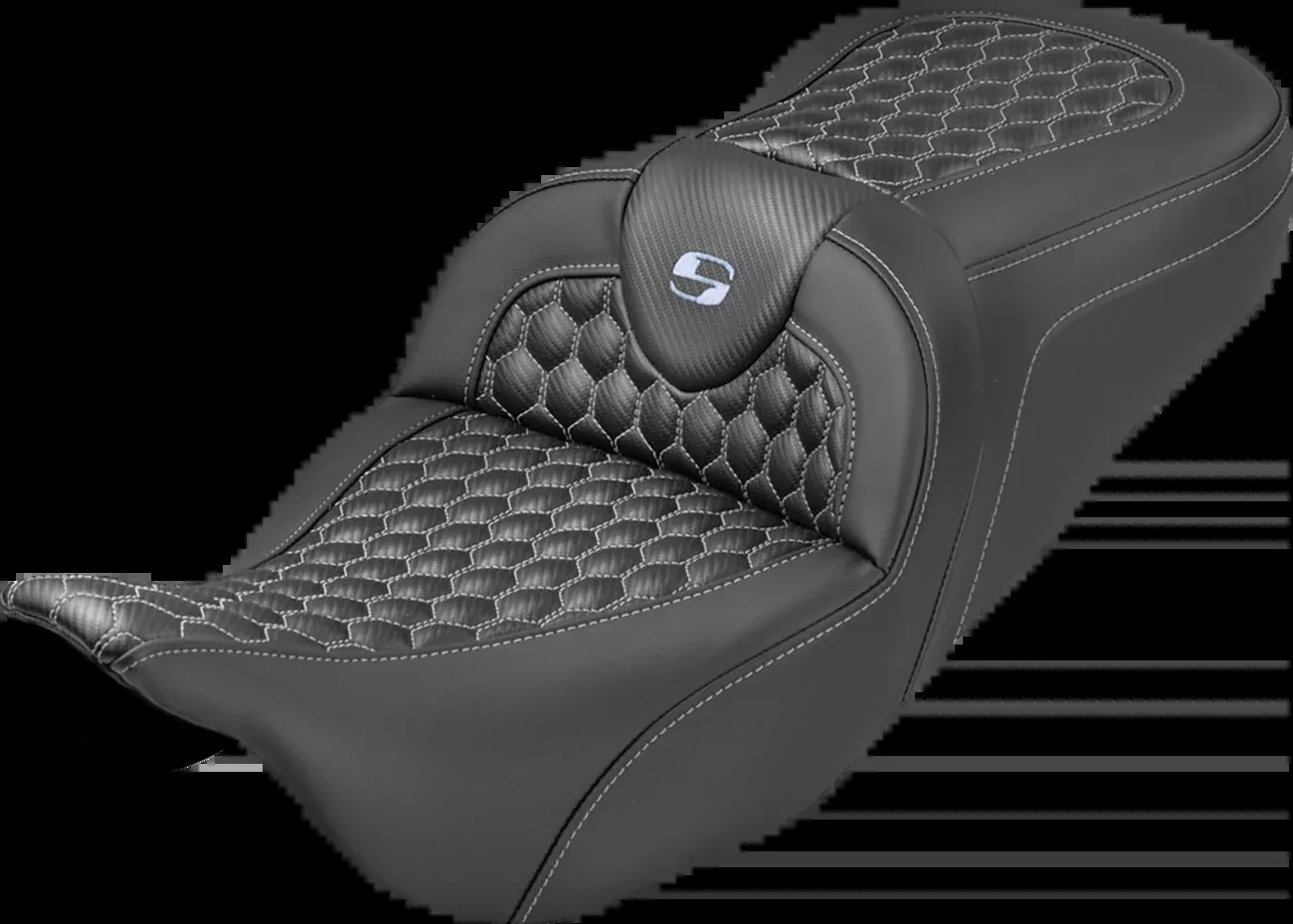 Saddlemen Roadsofa Silver Honeycomb Extended Seat fits 2008-2025 Harley Touring