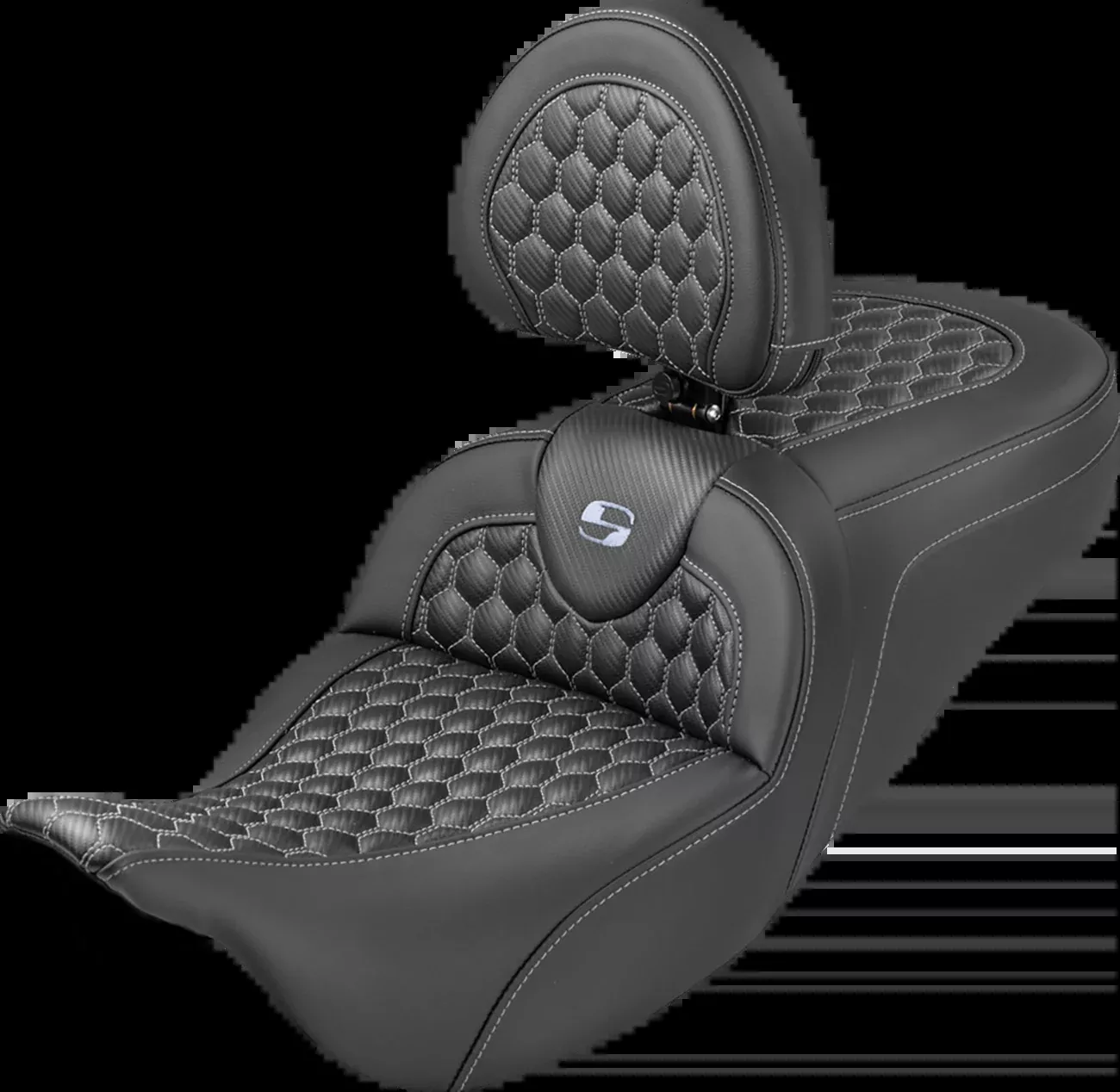 Saddlemen Roadsofa Silver Honeycomb Seat & Backrest for 2008-2025 Harley Touring