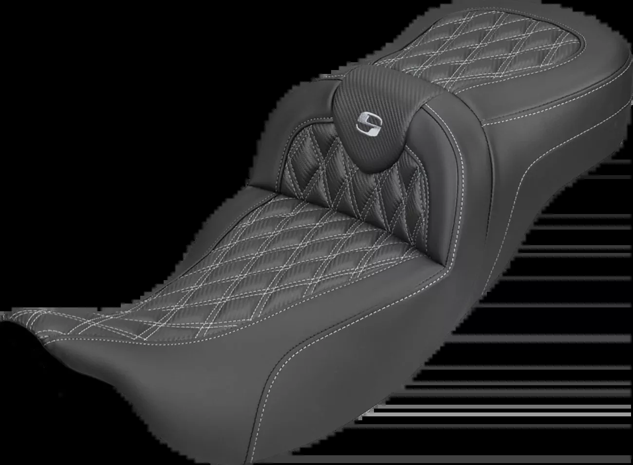 Saddlemen Roadsofa Silver Lattice Carbon Extended Seat for 08-25 Harley Touring