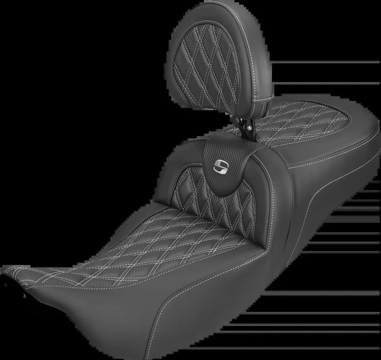 Saddlemen Roadsofa Silver Lattice Extended Seat & Backrest 08-25 Harley Touring