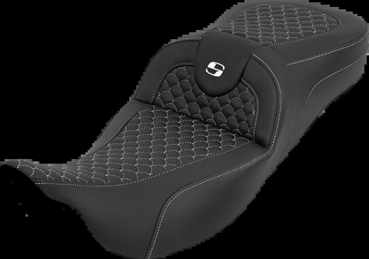 Saddlemen Roadsofa White Dragon Stitch Extended Seat for 2008-25 Harley Touring