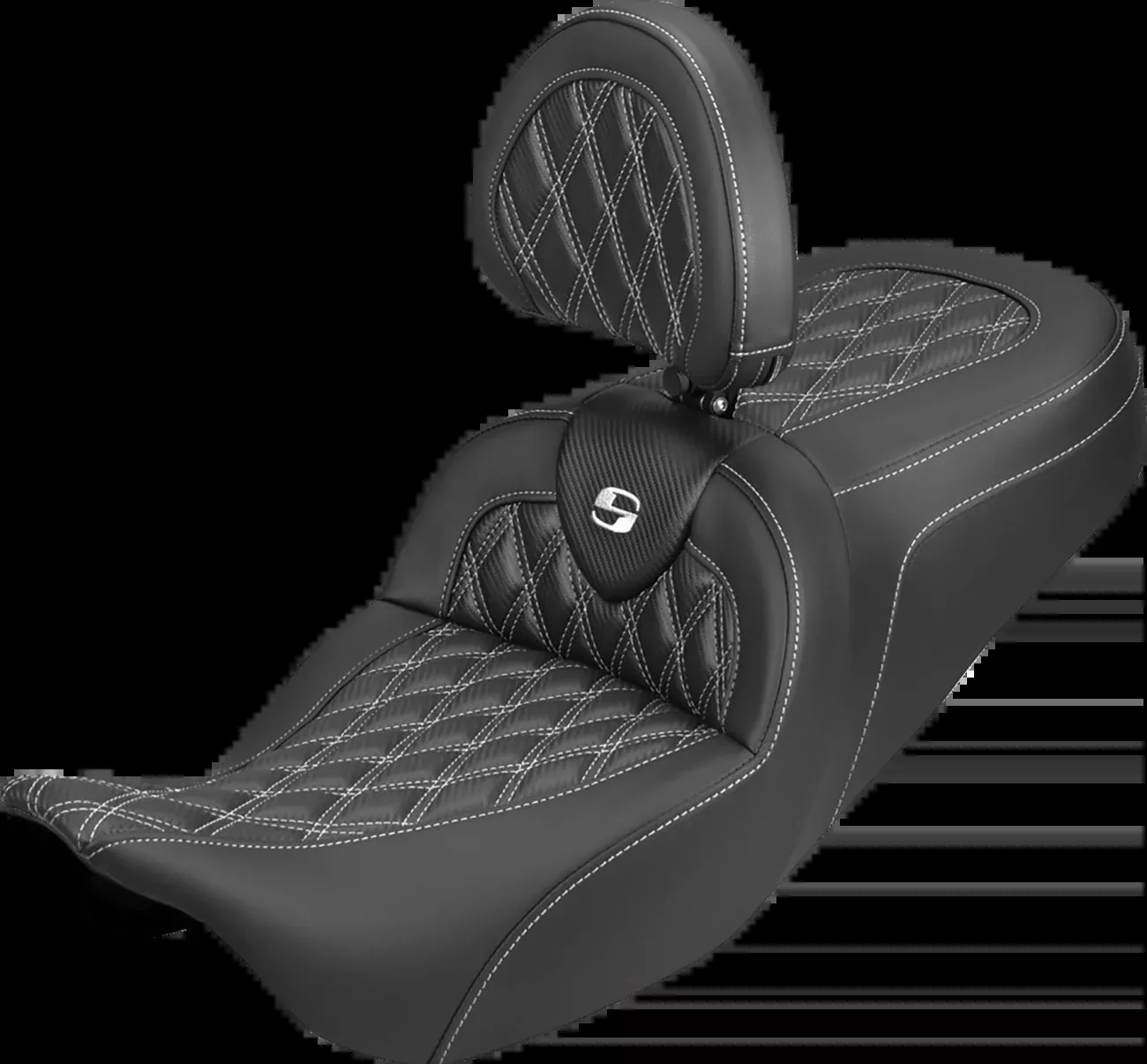 Saddlemen Roadsofa White Lattice Carbon Seat & Backrest for 08-25 Harley Touring