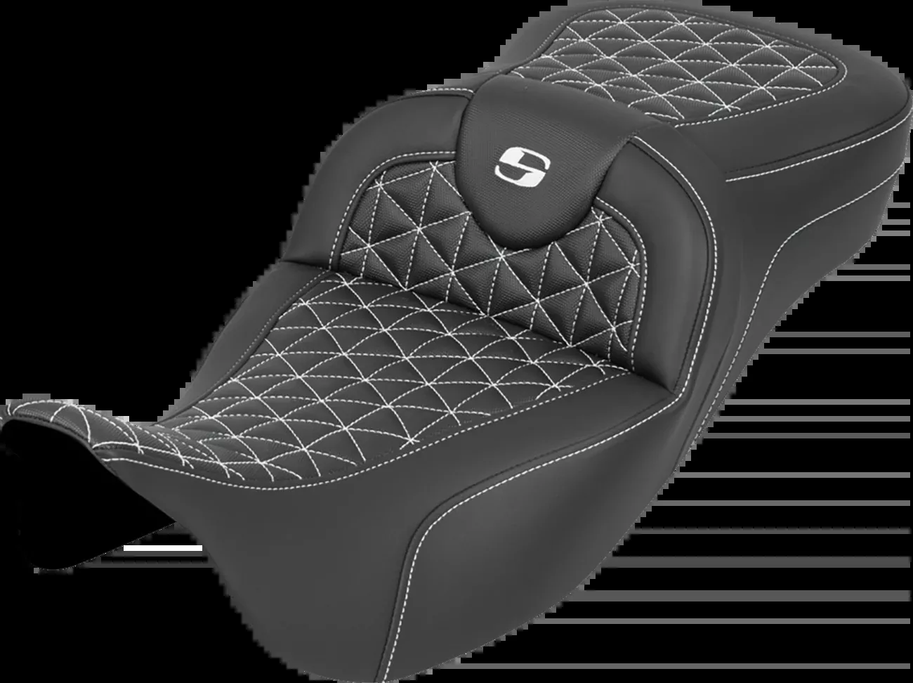 Saddlemen Roadsofa White Tri Gripper Extended Seat for 2008-2025 Harley Touring