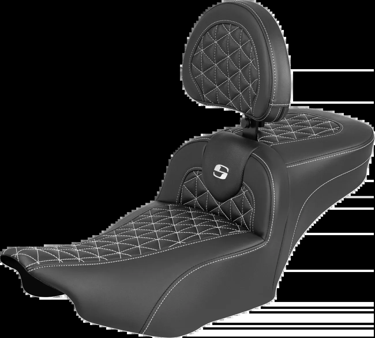 Saddlemen Roadsofa White TriGrip Extended Seat Backrest for 23-26 Harley Touring