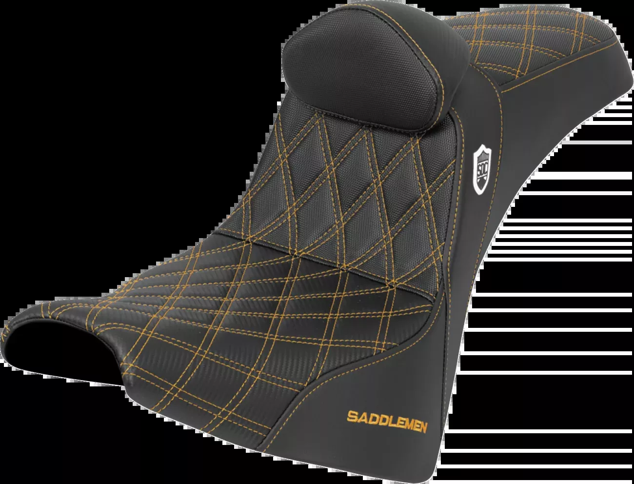 Saddlemen SDC Gold Lattice Seat & Backrest for 2018-26 Harley Softail FXBB FXST