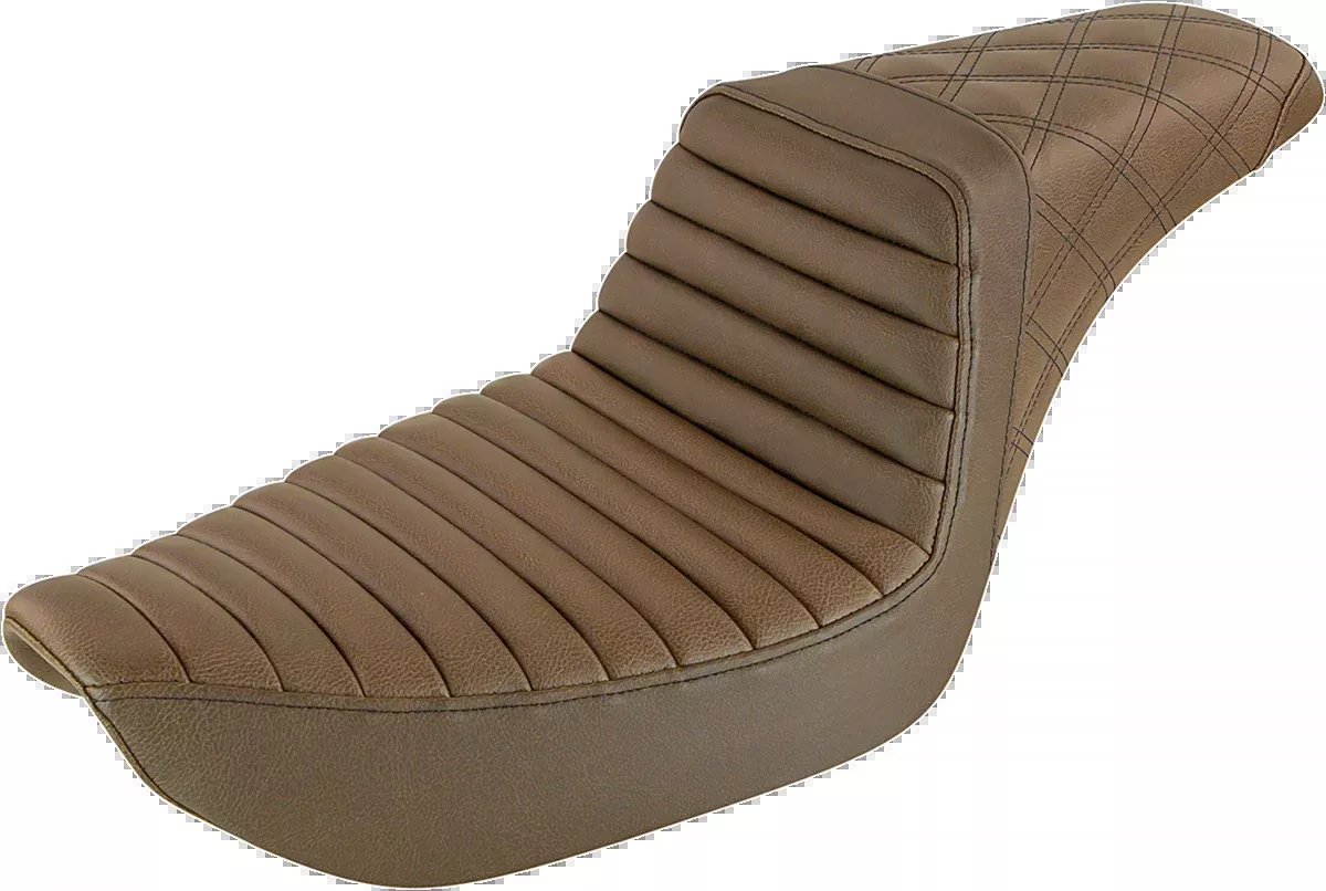 Saddlemen Step-Up Seat - Front Tuck-n-Roll/Rear Lattice Stitch - Brown - Dyna - 896-04-176BR