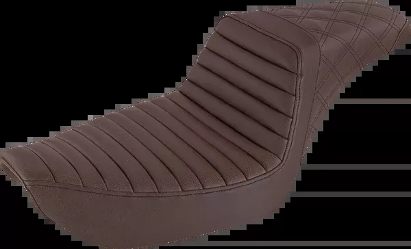 Saddlemen Step-Up Seat - Front Tuck-N-Roll/Rear Lattice Stitch - Brown - Dyna