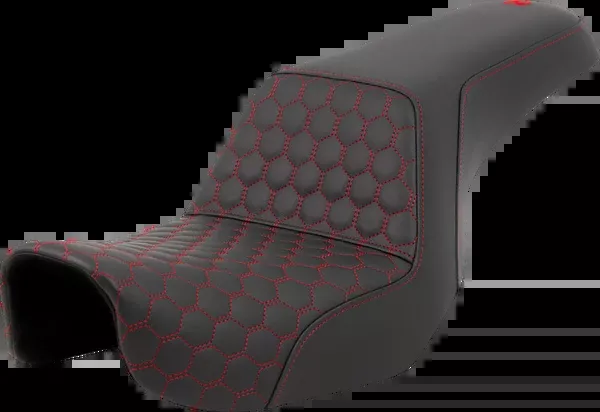 Saddlemen Step-Up Seat - Honeycomb - Red Stitching - Dyna '06-'17