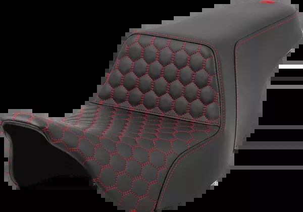 Saddlemen Step-Up Seat – Honeycomb – Red Stitching – FL ’08-’23