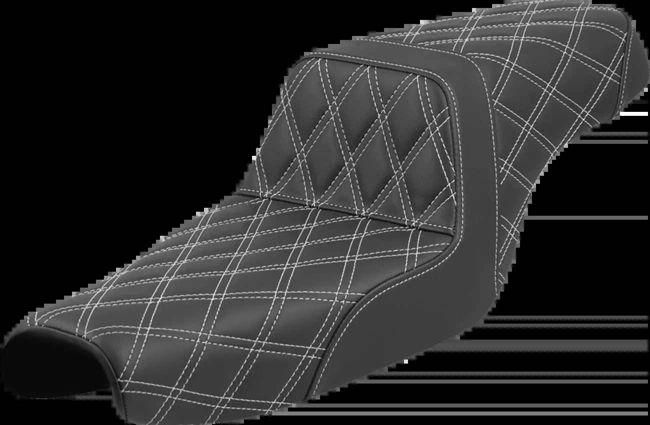 Saddlemen Step-Up Seat - Lattice Stitch - White Stitch - XL '04-'22 - 807-11-17506