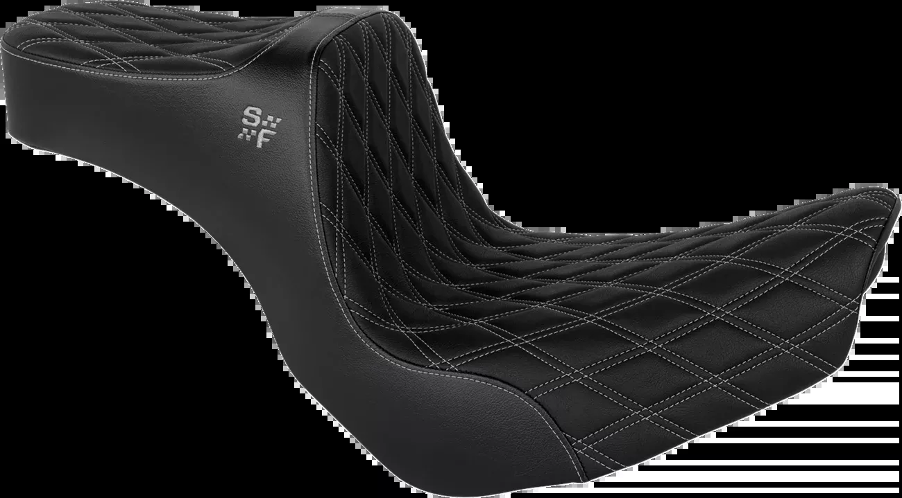Slyfox Chariot Silver Diamond Seat fits 2018-2026 Harley Softail Low Rider FXLR