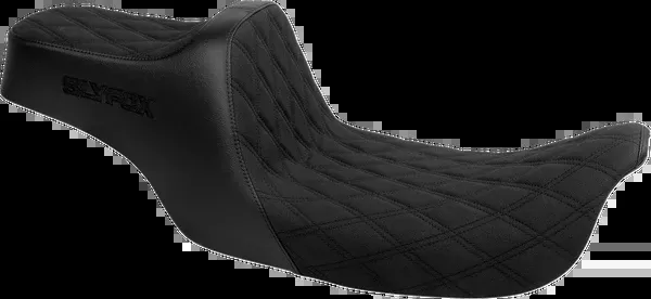 Slyfox High Noon Seat - Double Diamond - Black Logo - Black Stitch - FLH/FLT '97-'07