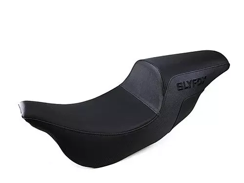SlyFox SF80807 Black Lattice Stitched Saddlehyde Step-Up Seat Harley FLH/T 08-Up