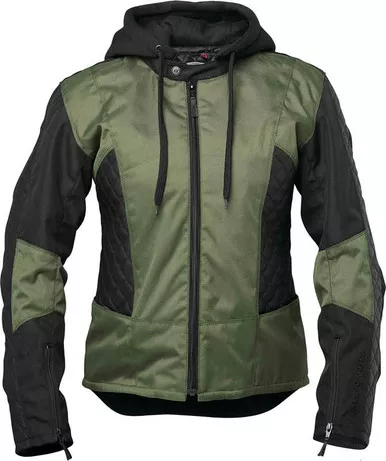 Speed and Strength Women's Minx Leather Textile Jacket Olive Black