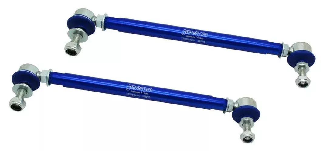 SuperPro Front Adjustable End Link Set (10mm Studs 300mm-345mm Length) fits 2004-2021 BMW / Chevrolet / Land Rover