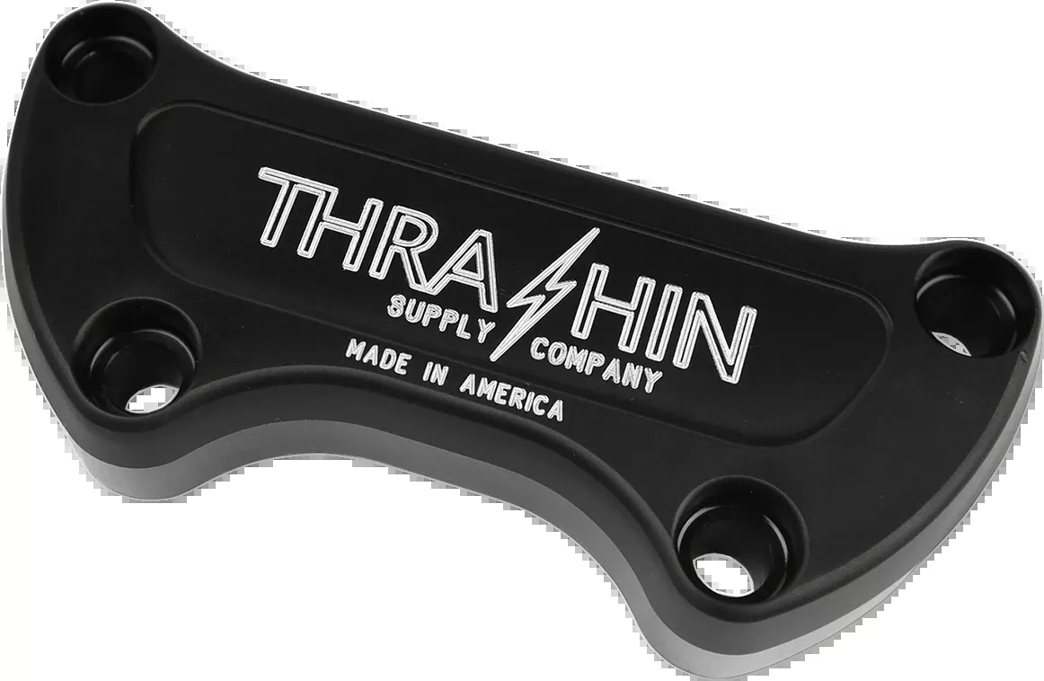 Thrashin Supply 1" Black Anodized Twice Cut Handlebar Clamp for Harley Davidson