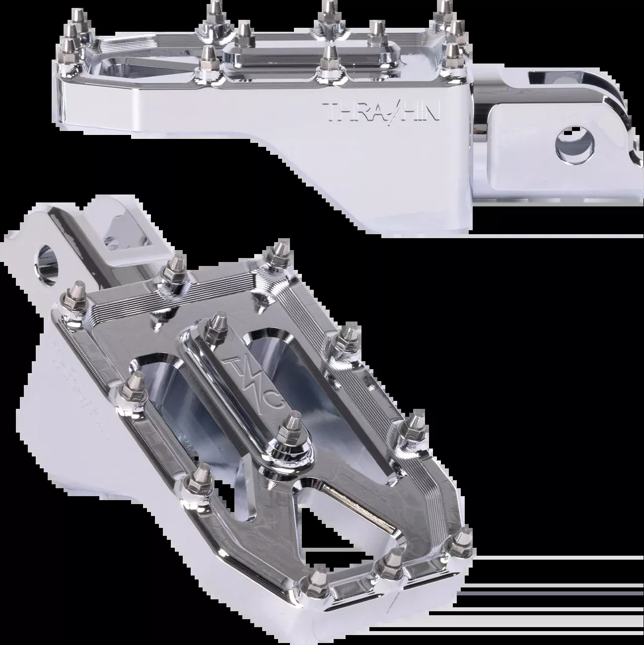 Thrashin Supply Chrome Aggressor Driver Foot Pegs for 2018-2025 Harley Softail