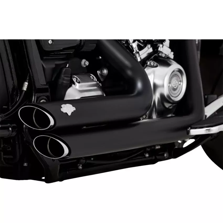 V&H Black Shortshot Staggered PCX Exhaust System Harley 18-22 FXBR/FLFB