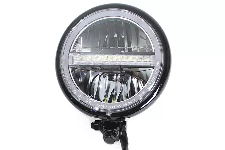V-Twin 33-1593 5-3/4" Bates Style LED Headlamp Black Harley & Custom Universal