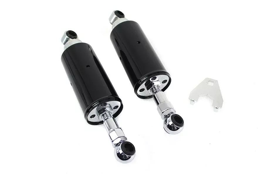 V-Twin Black Adjustable Rear Shocks Set 54-0188 Harley Softail 89-99