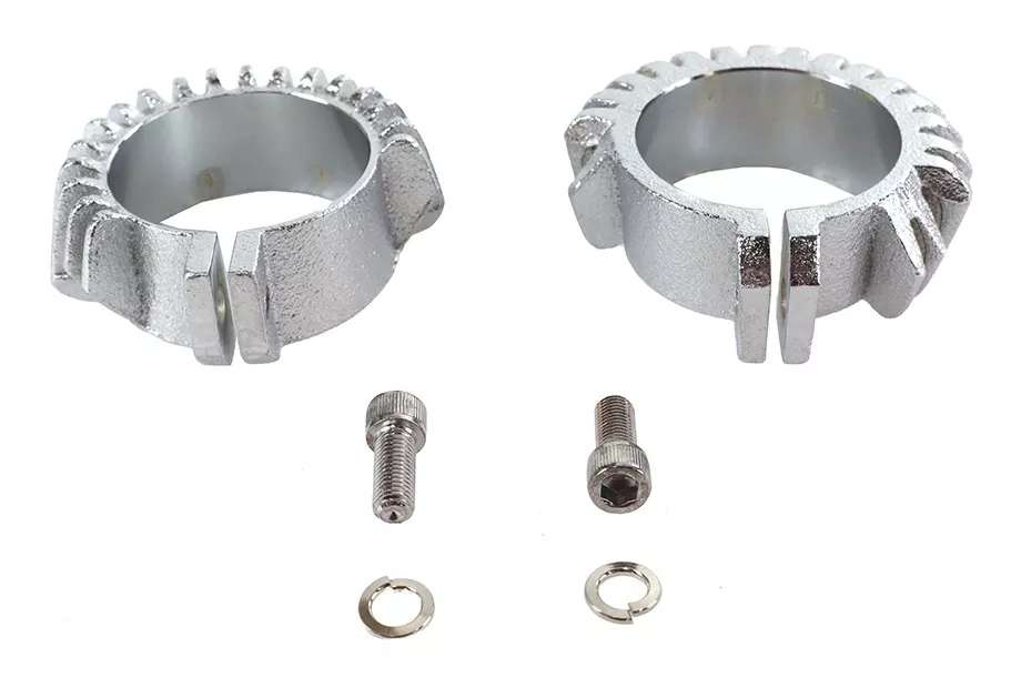 V-Twin Mfg. Replica Finned Exhaust Clamp Set For Harley Panhead 1948-1965
