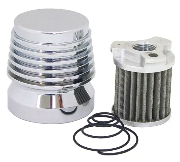 VFactor Chrome Billet Reusable Lifetime Oil Filter Harley Twin Cam Evo XL 80-Up