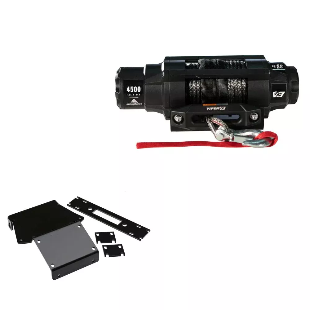 Viper 4500lbs V3 Winch Black Rope With Mount For Honda Rancher 400 2004-2007