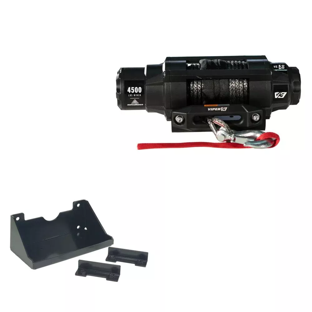Viper 4500lbs V3 Winch Black Rope With Mount For Kawasaki Mule PRODXT DX 2015-2018