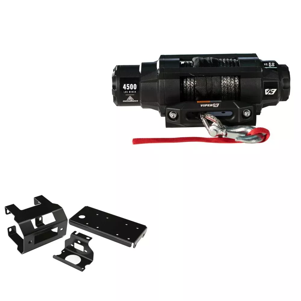 Viper 4500lbs V3 Winch Black Rope With Mount For Polaris 600 2003 V34500SE_BK