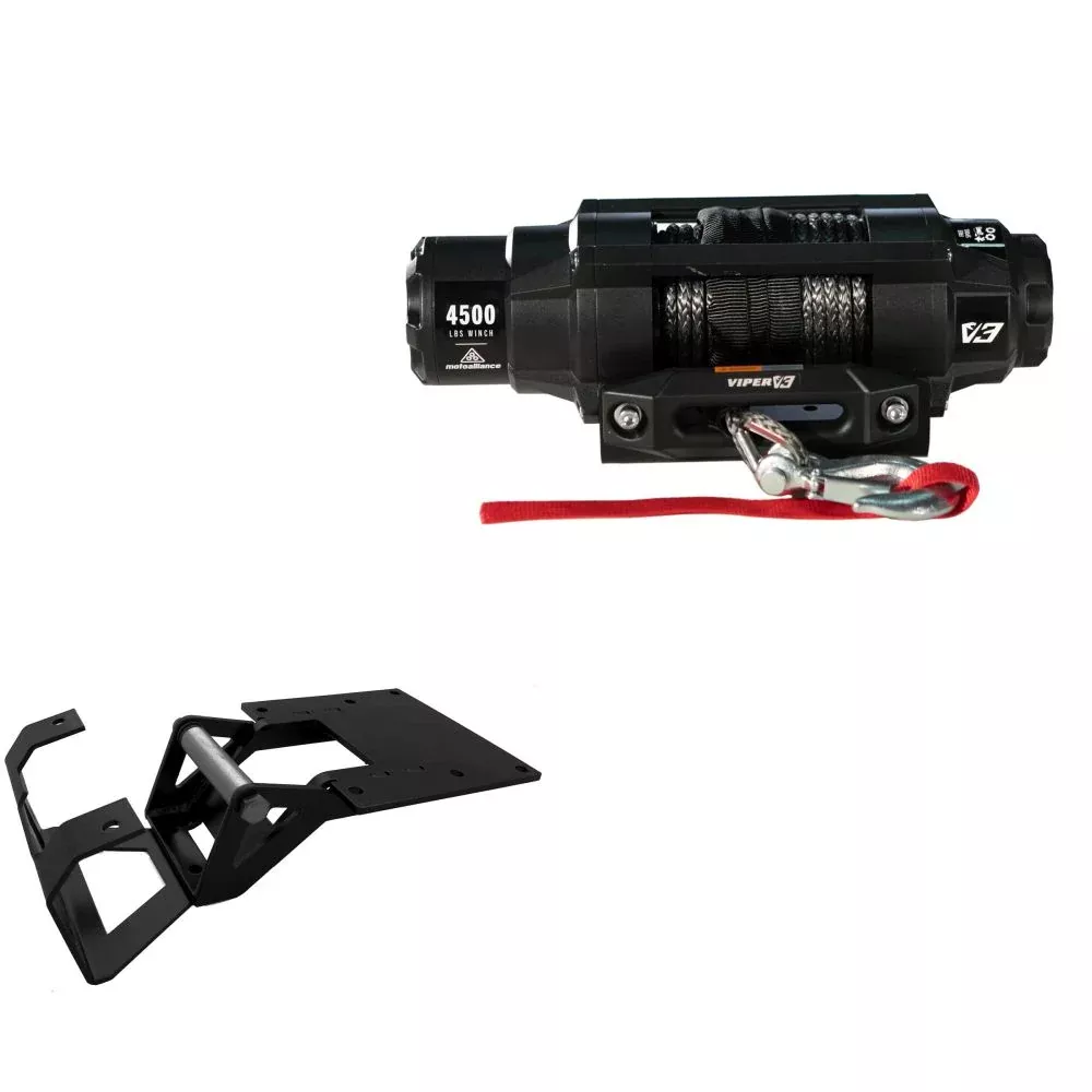 Viper 4500lbs V3 Winch Black Rope With Mount For Polaris Brutus HD 2012-2013