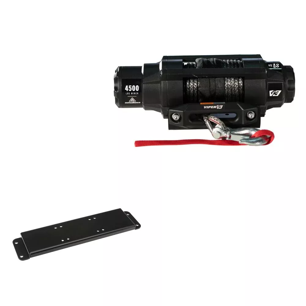 Viper 4500lbs V3 Winch Black Rope With Mount For Polaris Ranger 800 With an Extreme Bumper 2010-2017