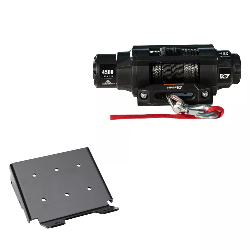 Viper 4500lbs V3 Winch Black Rope With Mount For Suzuki King Quad 400 2008-2020