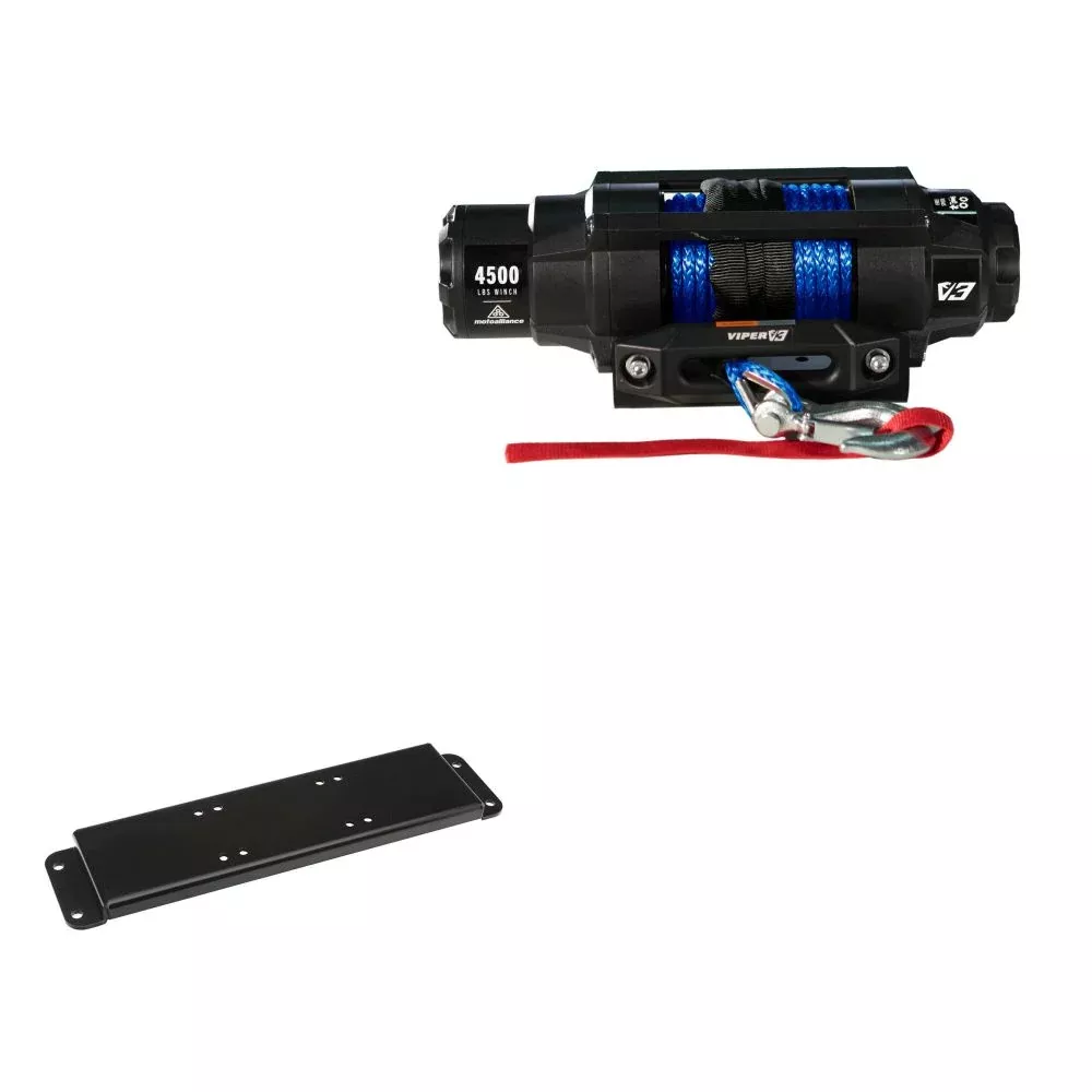 Viper 4500lbs V3 Winch Blue Rope With Mount For Polaris Ranger 400 With an Extreme Bumper 2010-2014