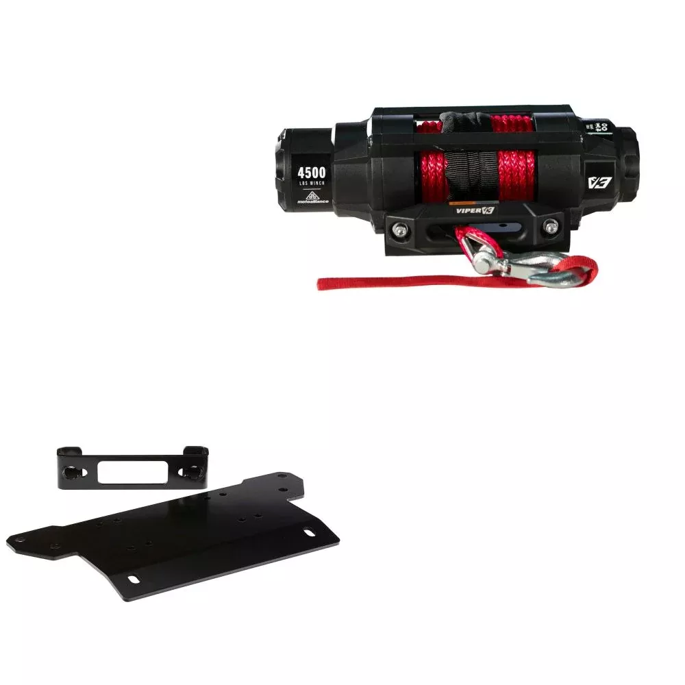Viper 4500lbs V3 Winch Red Rope With Mount For Polaris Ranger XP 1000 2017-2023