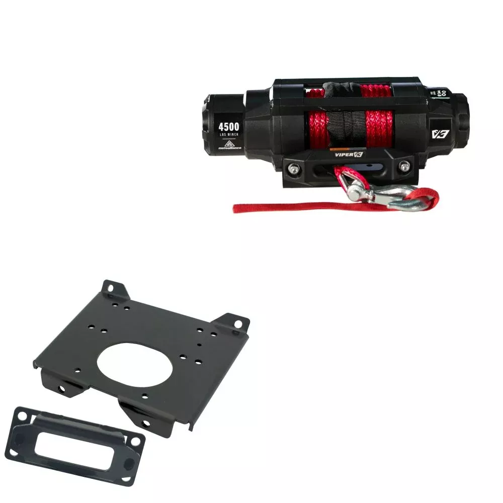 Viper 4500lbs V3 Winch Red Rope With Mount For Polaris RZR 900 2015-2021