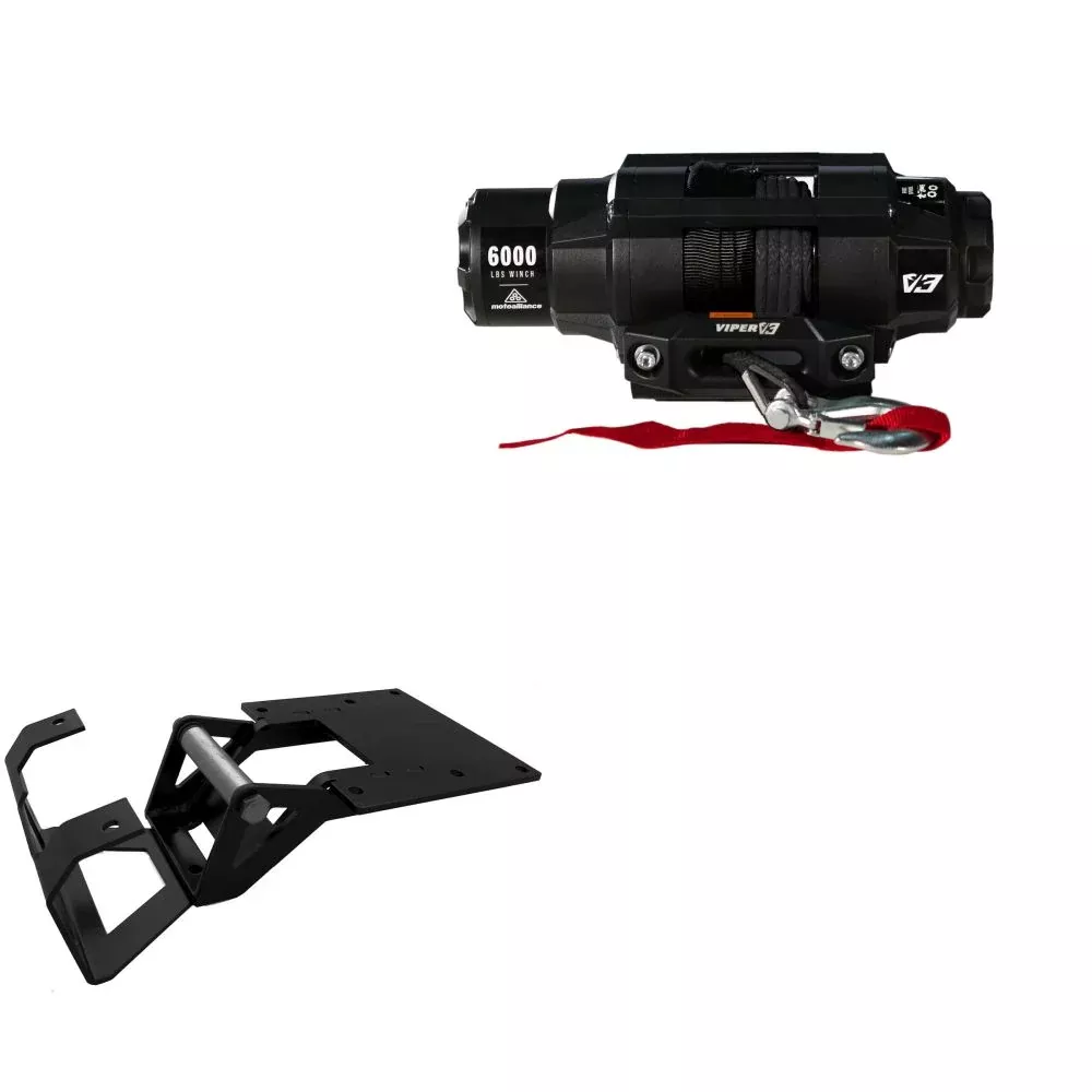 Viper 6000lbs V3 Winch Black Rope With Mount For Polaris Brutus 2012-2013