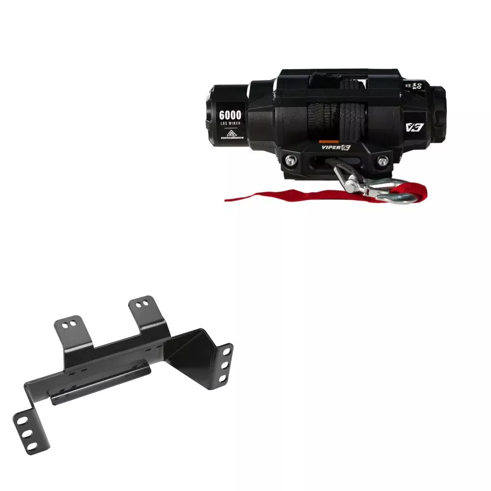 Viper 6000lbs V3 Winch Black Rope With Mount For Polaris Ranger Crew 570 Midsize 2014-2021