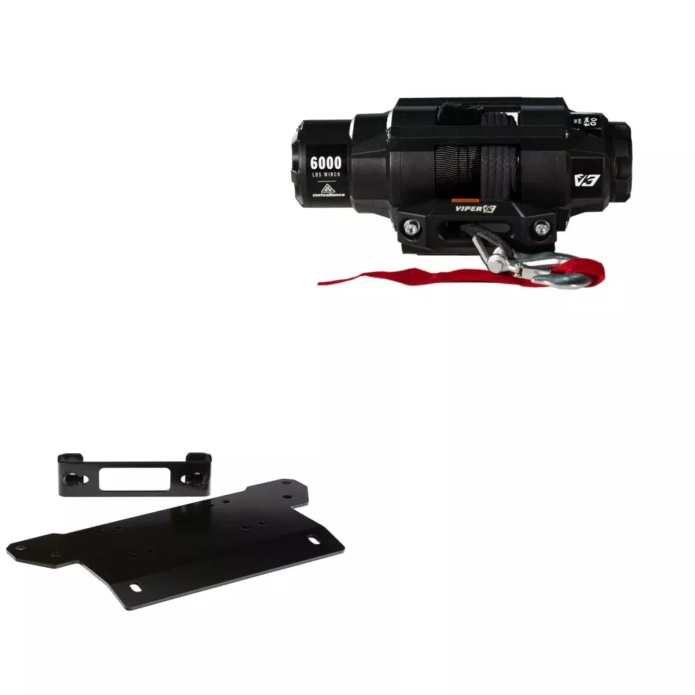 Viper 6000lbs V3 Winch Black Rope With Mount For Polaris Ranger Crew 900 Full Size 4×4 2014-2020