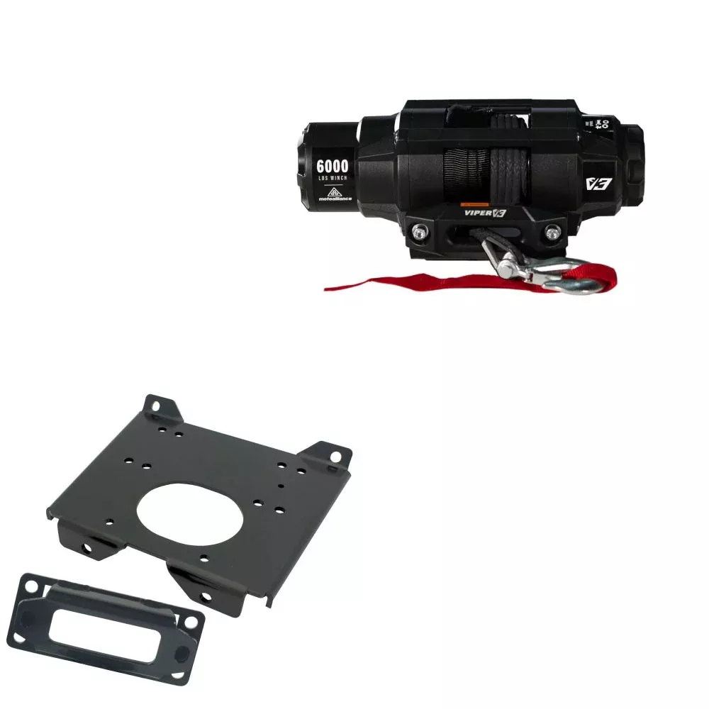 Viper 6000lbs V3 Winch Black Rope With Mount For Polaris RZR 4 900 2015-2021