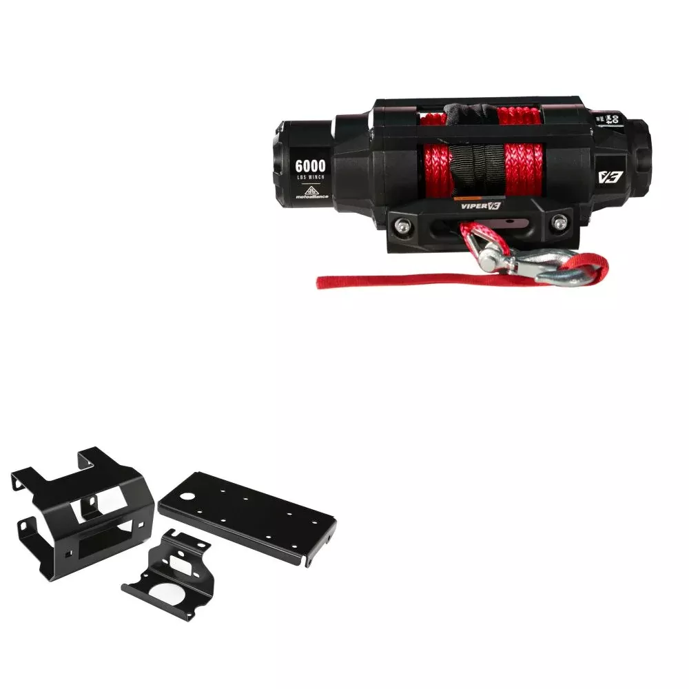 Viper 6000lbs V3 Winch Red Rope With Mount For Polaris 600 2003 V36000SE_RE